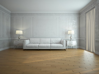 Sofa in the room 3d rendering