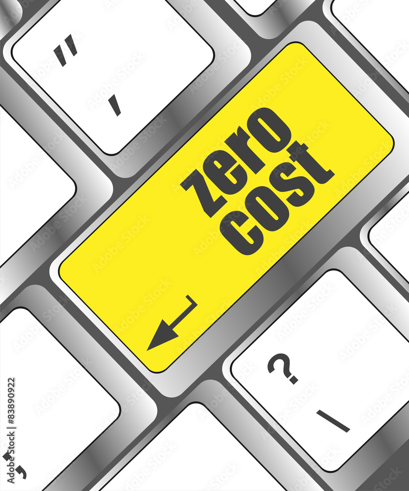 Poster zero cost button on computer keyboard key
