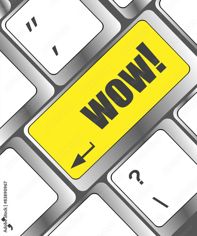 Poster wow button on computer keyboard key