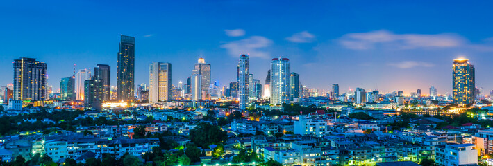 Panorama landscape nightlife view bangkok city