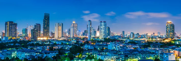 Keuken spatwand met foto Panorama landscape nightlife view bangkok city © petcharapj