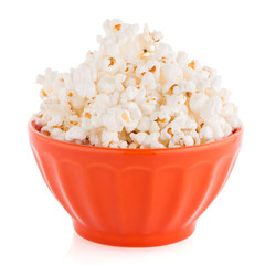 Popcorn in a orange bowl