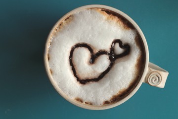 latte coffee with heart shape