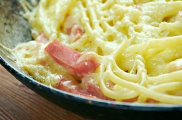 Spaghetti Frittata  with eggs cheese.