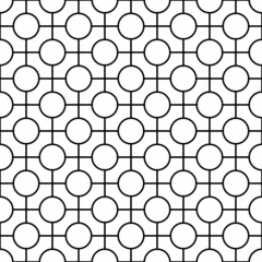 Black and white geometric seamless pattern with line and circle.