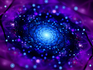 Obraz premium Magical glowing mandala in space fractal with particles