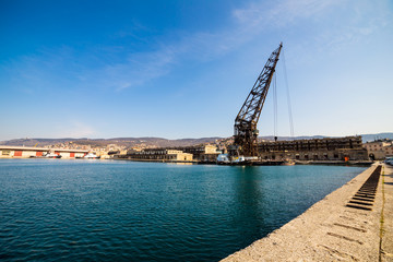 An old crane in the port of Trieste