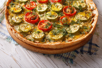 rustic vegetable quiche with cheese tomatoes and zucchini 