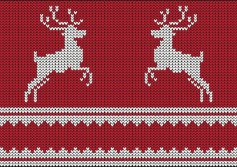 Christmas vector background, jumper with reindeers