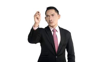 Asian Man Writing Something