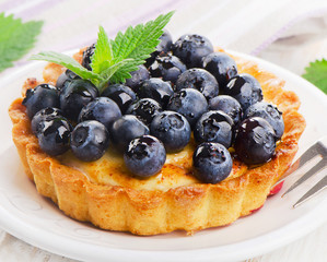 Fresh Blueberry tart - obrazy, fototapety, plakaty