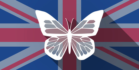 Obraz premium United Kingdom flag icon with a butterfly