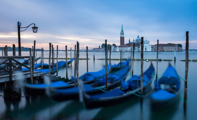 Venice, Italy - Gondolas moored on the lagoon