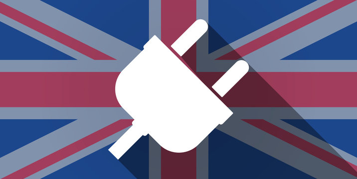 United Kingdom flag icon with a plug