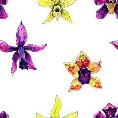 seamless pattern with orchids
