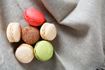 Delicious macaroon on a napkin