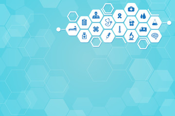 Medical background and icons to treat patients.