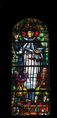 Saint Yves ( Saint Ivo of Kermartin ), stained glass in the Cathedral of St Vincent de Paul in Tunis