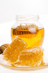 Fresh honey with honeycomb