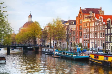Fototapeten City view of Amsterdam, the Netherlands © andreykr