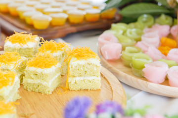 delicious thai dessert with cake set
