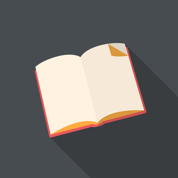 Book flat design with long shadow..