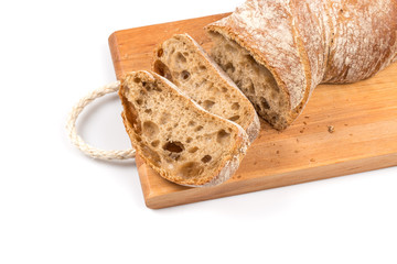 sliced bread on cutting board