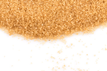 Crystals cane sugar isolated on white
