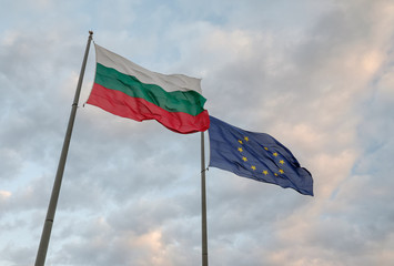 Euro and Bulgarian Flags