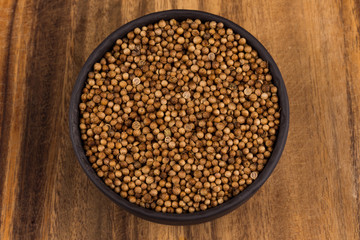 Close up of dried coriander seeds