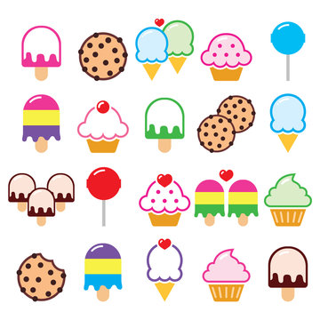 
Cupcake, ice-cream, cookie, lollipop icons