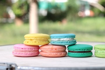 French macaroons multi colorful is delicious