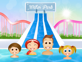 family in water park