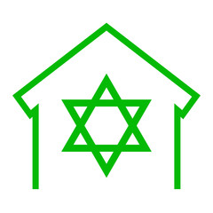 Icono aislado sinagoga verde