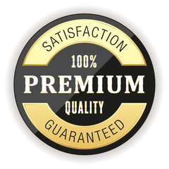 Black gold premium quality badge on white background