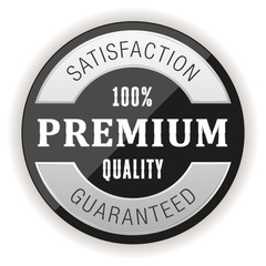 Black silver premium quality badge on white background