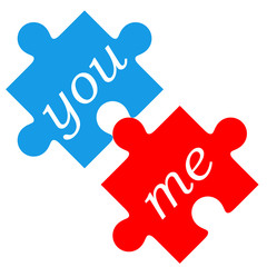 Icono texto you me en puzzle