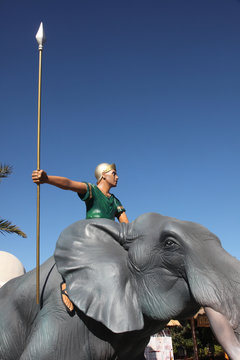 Barbarian soldier riding on elephant