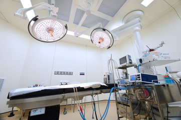 equipment and medical devices in modern operating room 