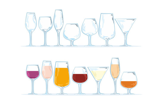 Separate vector set of different type of stemware