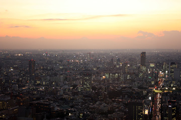 Fototapeta na wymiar Tokyo, Japan, panorama, Skyline, sunset, buildings