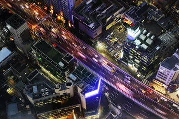 Türaufkleber Tokio, Aussicht, Verkehr, Straßen, Nacht, Metropole, Licht © Solaris