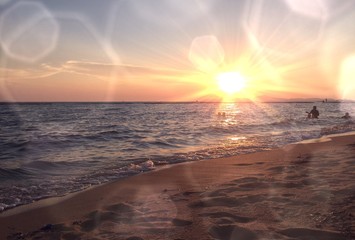 beautiful evening on the beach. 
