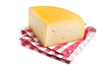 edam cheese on checkered napkin