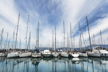 Fototapeta premium Boat harbor in Gouvia, Corfu