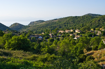 Fototapeta na wymiar Perithia - abandoned village on Corfu, Greece