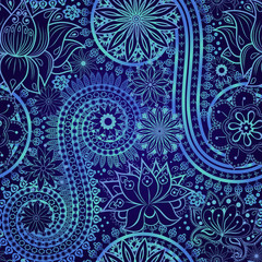 Vintage floral motif ethnic seamless background.