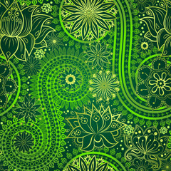 Vintage floral motif ethnic seamless background.