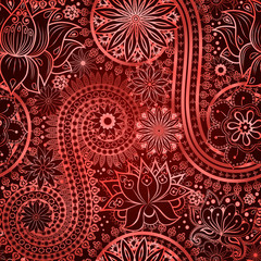 Vintage floral motif ethnic seamless background.
