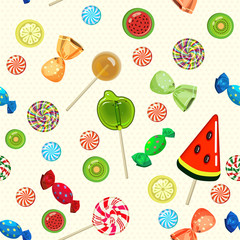 Lollipops and candies seamless pattern